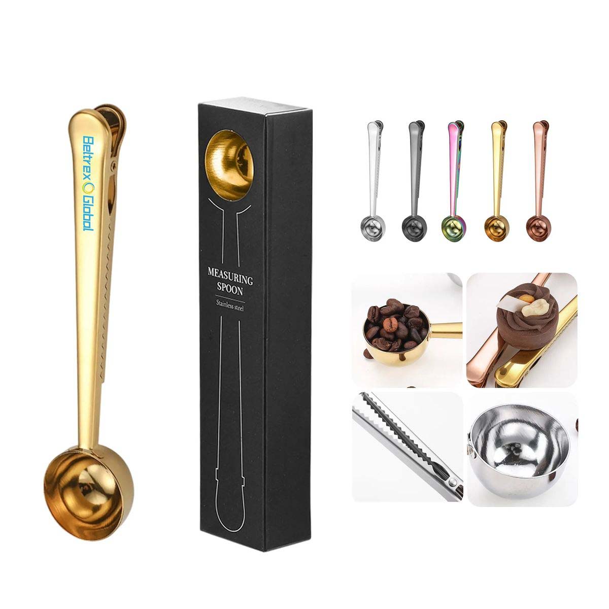 Polished Stainless Steel Coffee Spoon and Clip 2