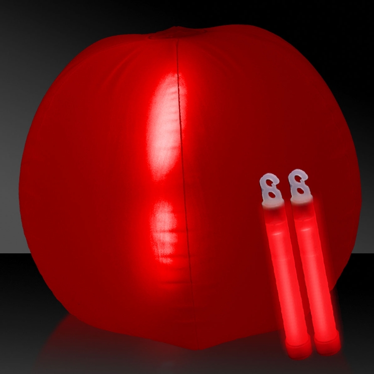Translucent Red 24" Inflatable Beach Ball with Glow Stick 2