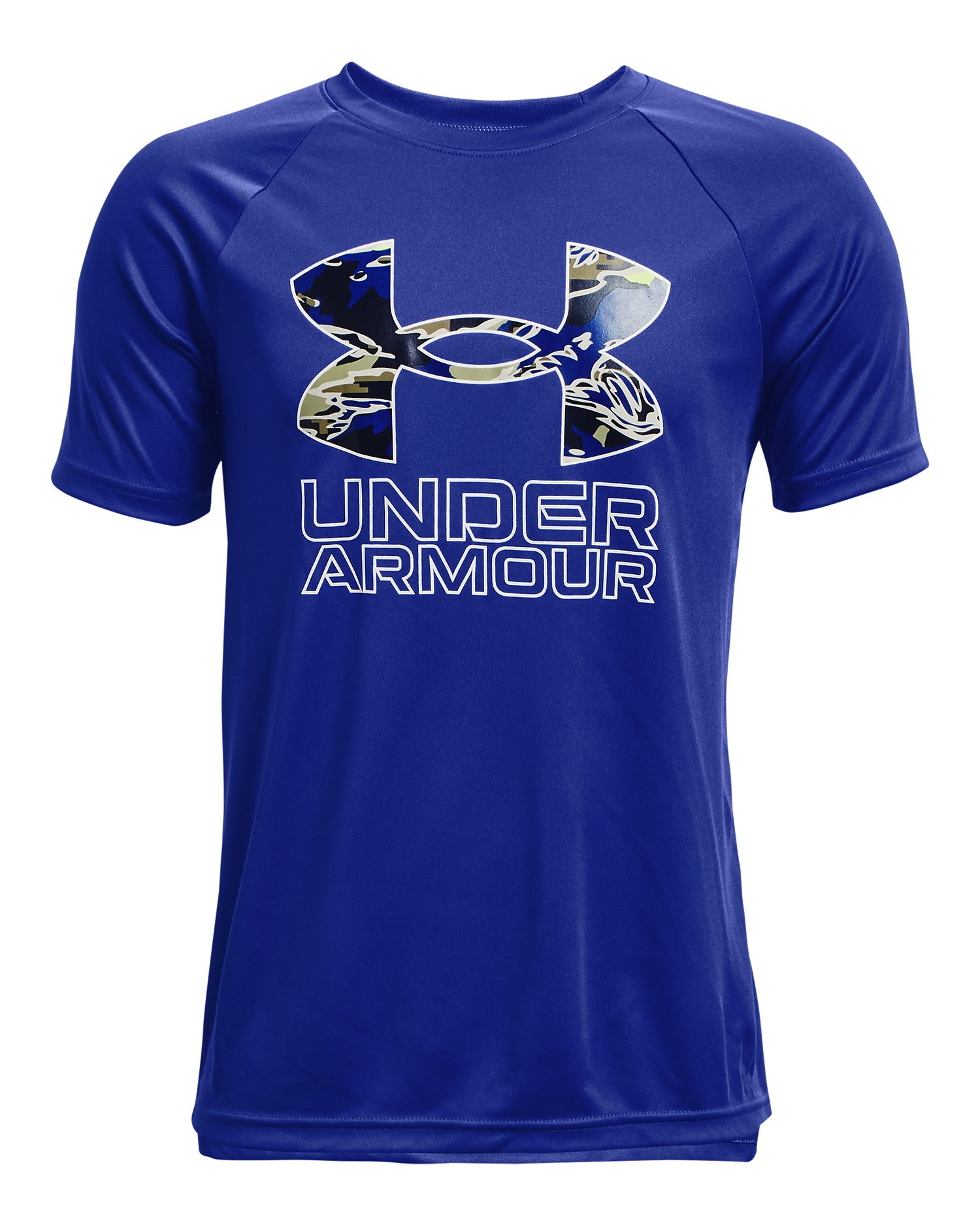 UA Tech Hybrid Print Fill Boys' Short Sleeve 3