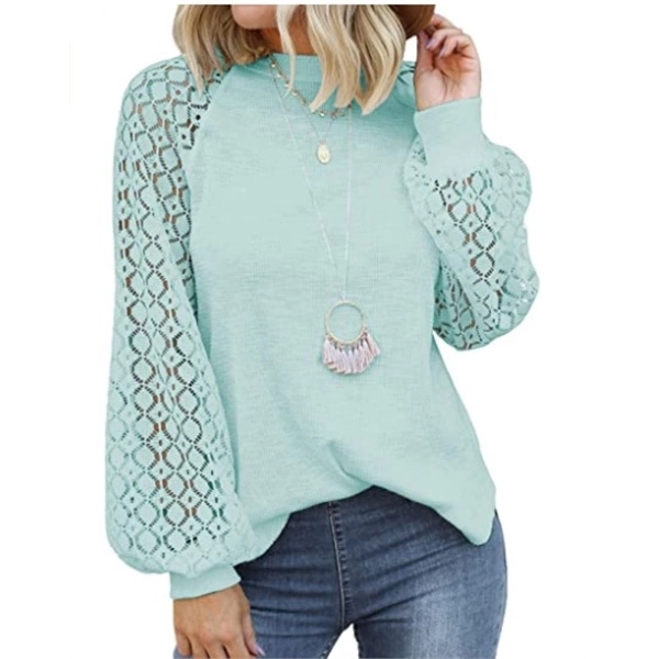 Women's Long Sleeve Tops Lace Casual Loose Blouses T Shirts 6