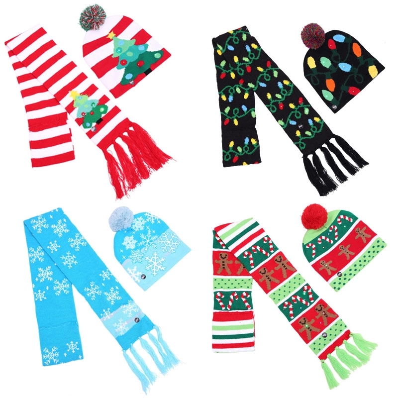 Christmas Hat And Scarf With Glowing Lights 1