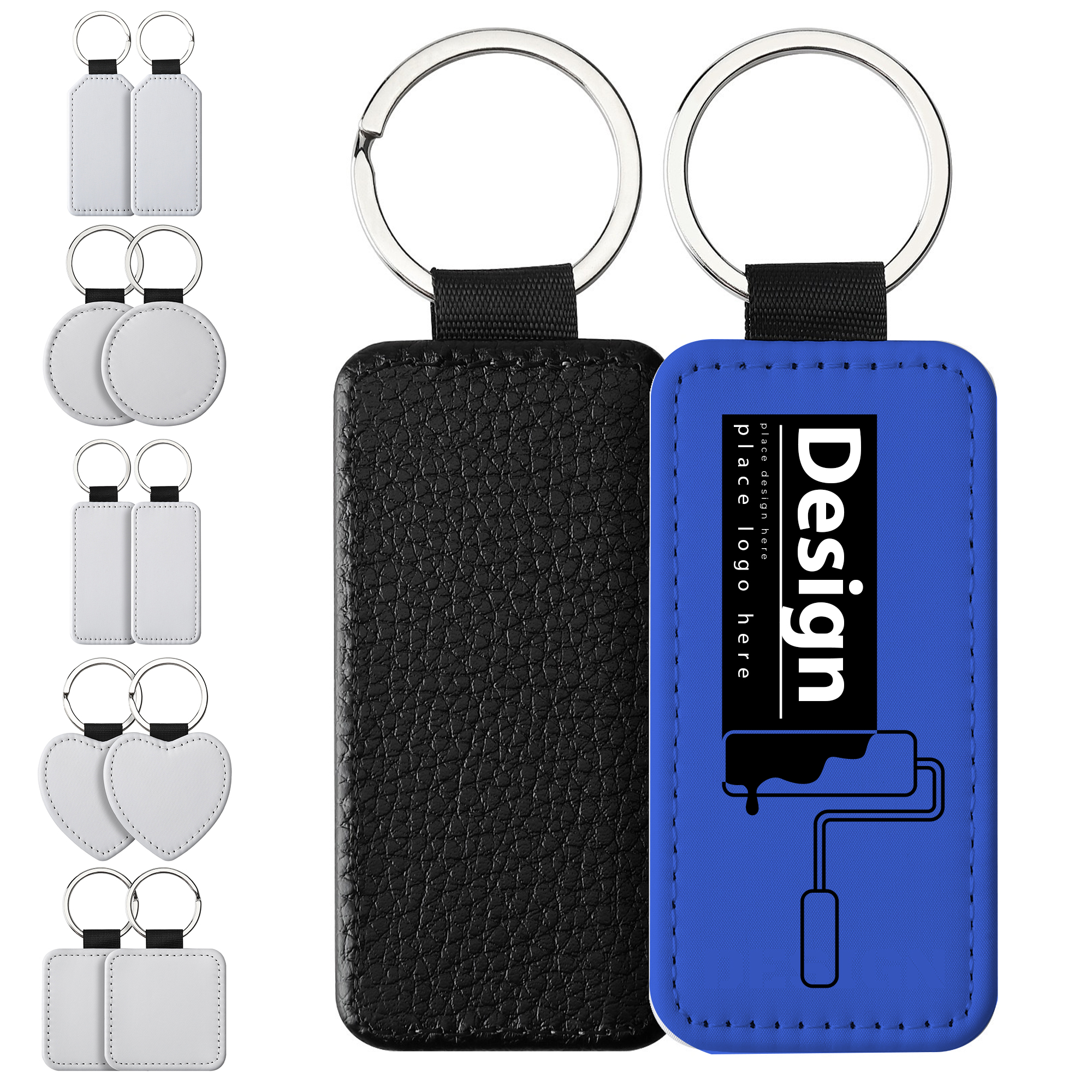 PU Keychain Leather With Golden Keyring 2