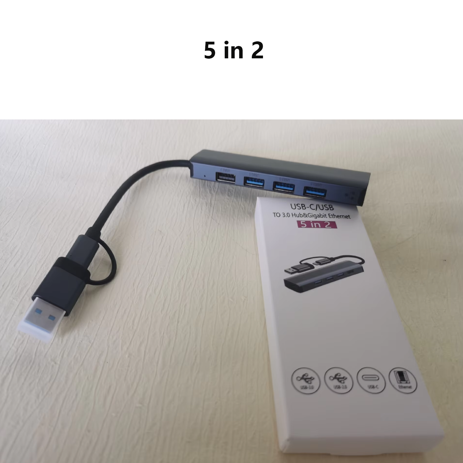 5 In 2 TYPE-C USB 3.0 Docking Station OTG Adapter Ports Hub 7