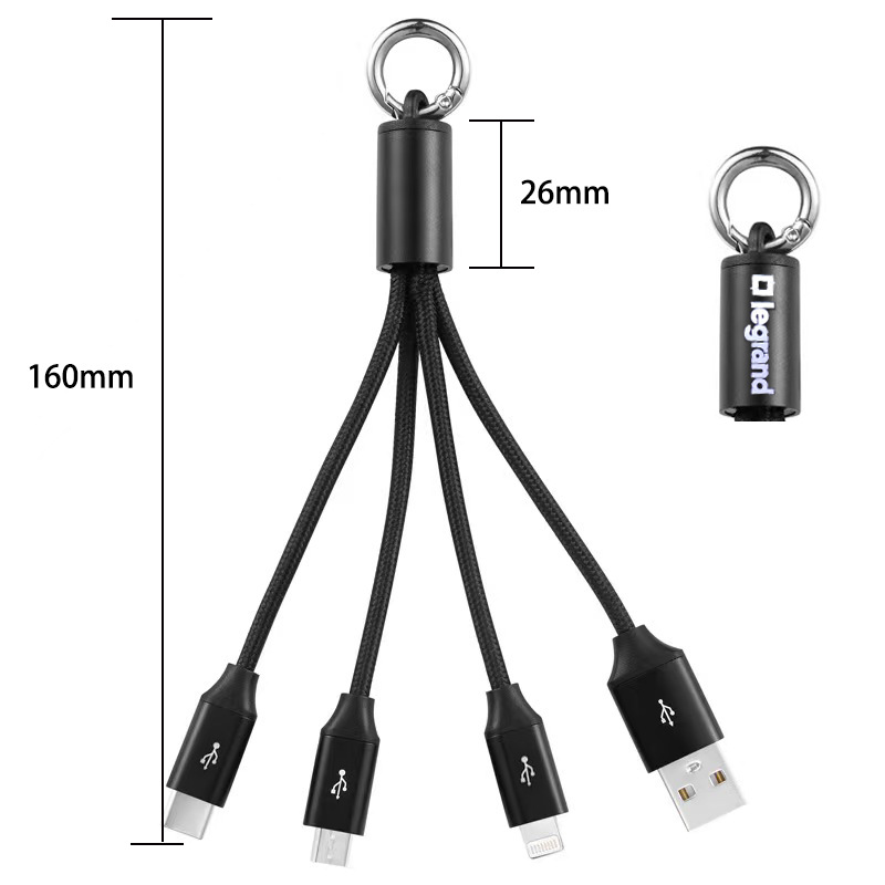 3 in 1 (2 - Pack) USB Cable with Keychain 2
