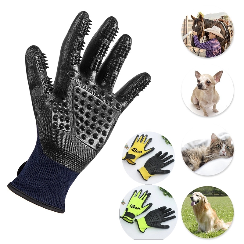 Gentle Deshedding Brush Pet Grooming Gloves 2