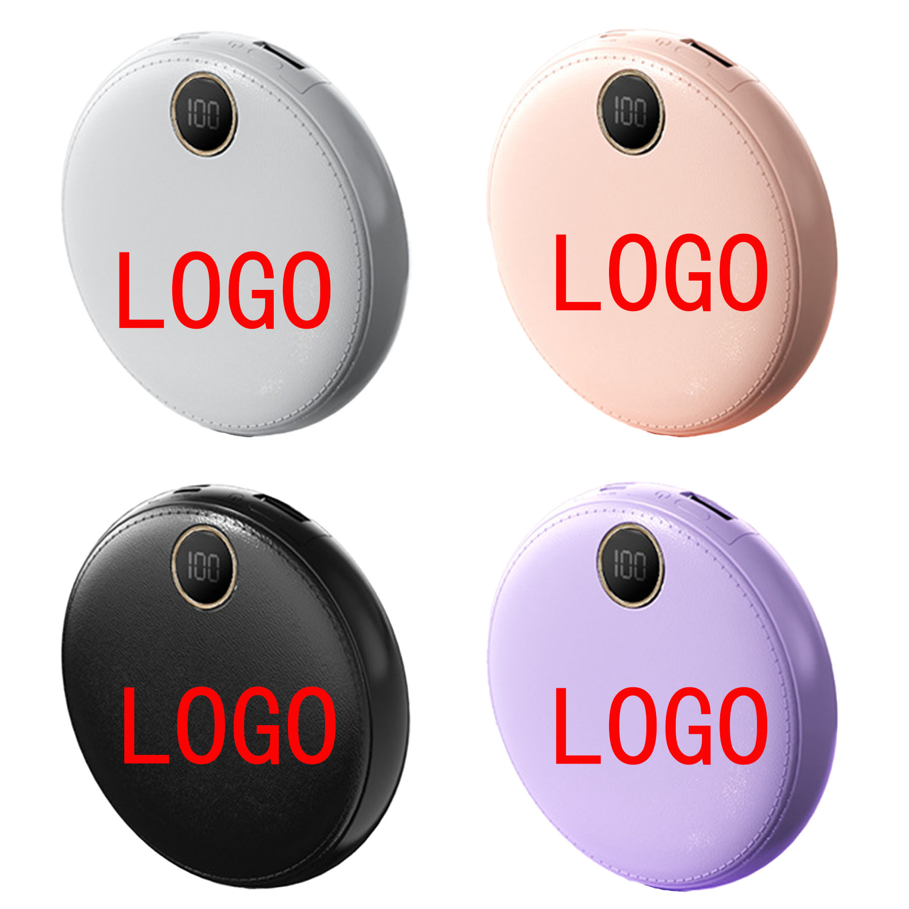4 in 1 6000mAh Round Leather Fast Charging Power Bank 2