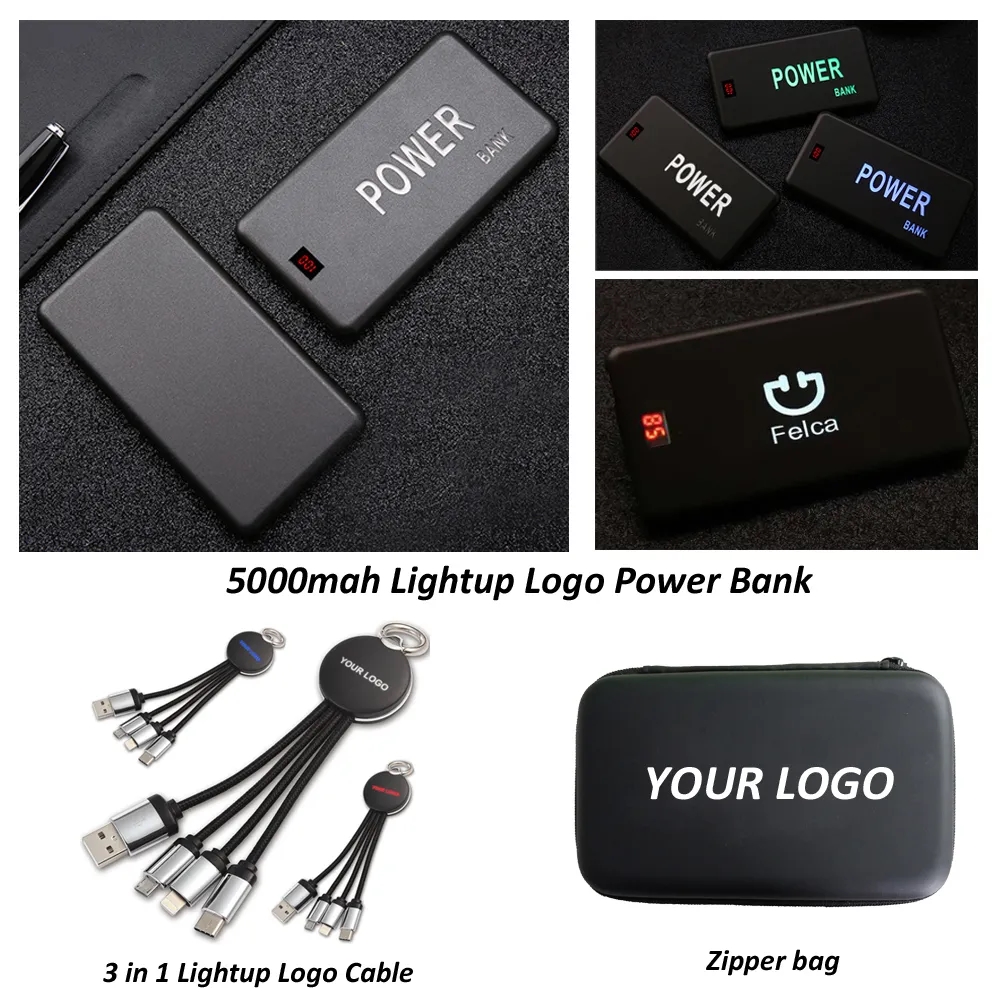 Light-Up Your Logo Power Bank & 3 in 1 Charging Cable 2