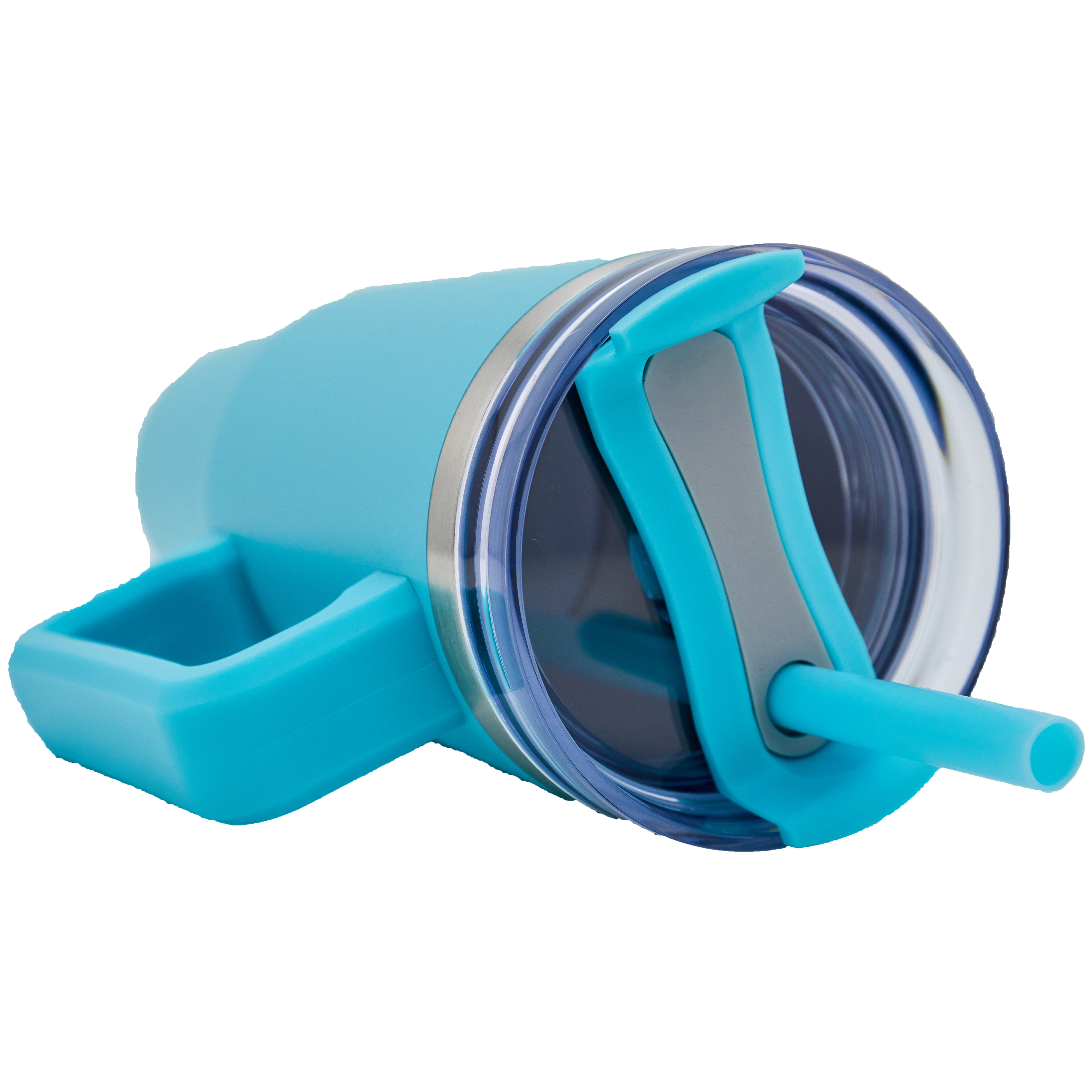 Newport 30 Oz. Double wall Stainless Steel Vacuum Insulated Tumbler w/Handle and Straw (Cyan) 5