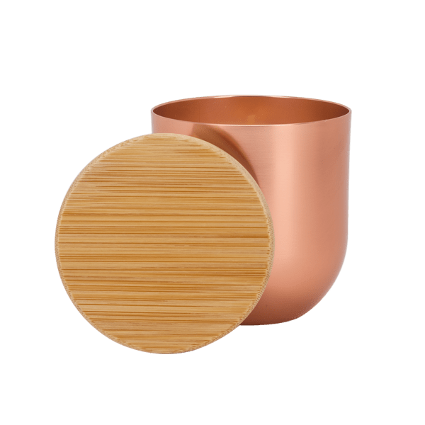 8 oz White Wax Metallic Candle with Wood Lid 4