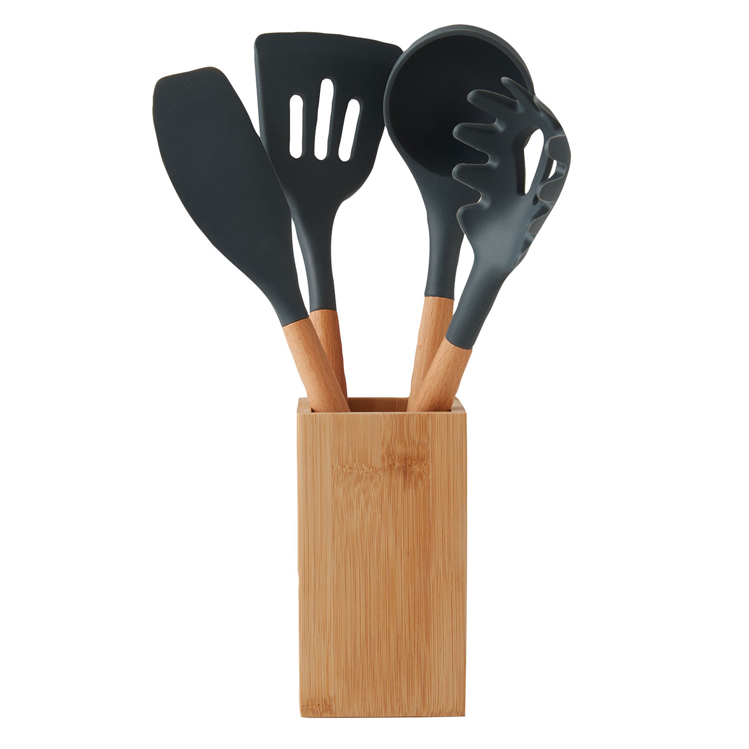 Bamboo with Silicone Kitchen Utensil Set 5