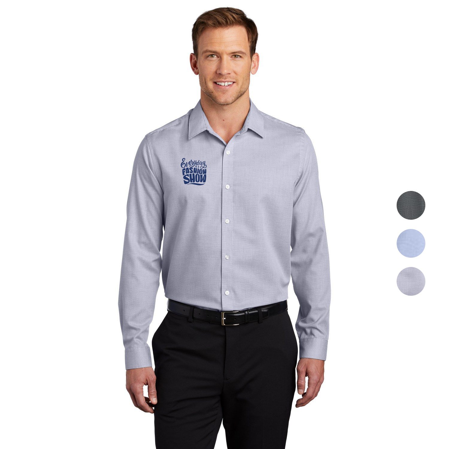 Port Authority Pincheck Easy Care Longsleeve Shirt 3.4 oz., custom uniform with logo imprint 4