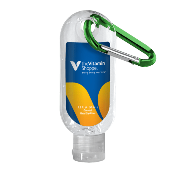 1.9 oz. Clear Sanitizer in Clear Bottle with Carabiner 19