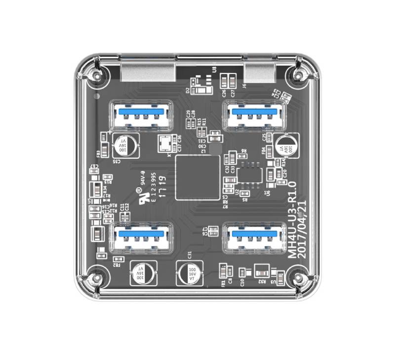 4-Port Transparent PC USB Hub 3