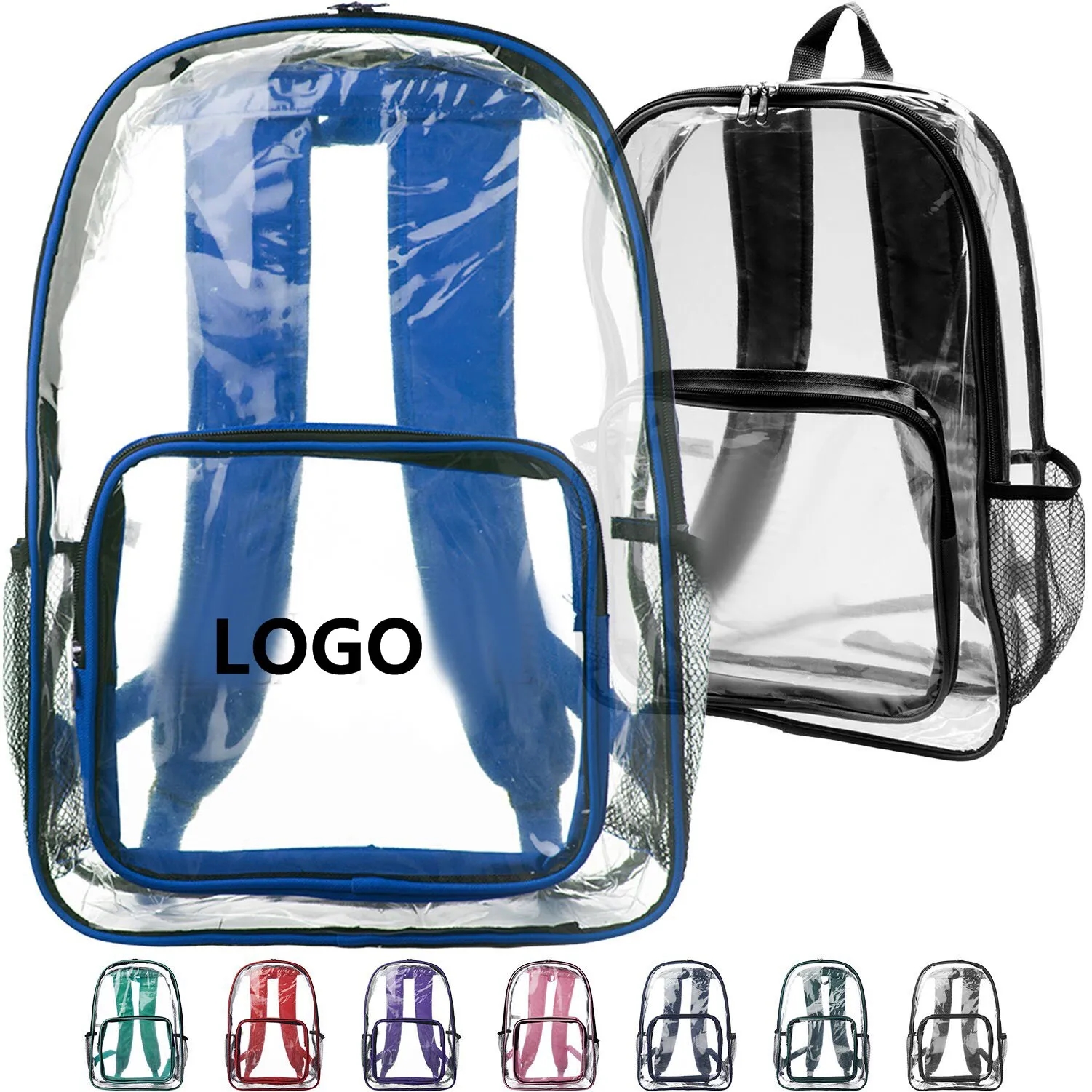 Economy Clear Plastic Backpack with Mesh Pocket 6