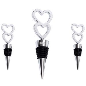 Double Hearts Shaped Wine Cork Bottle Stopper 2