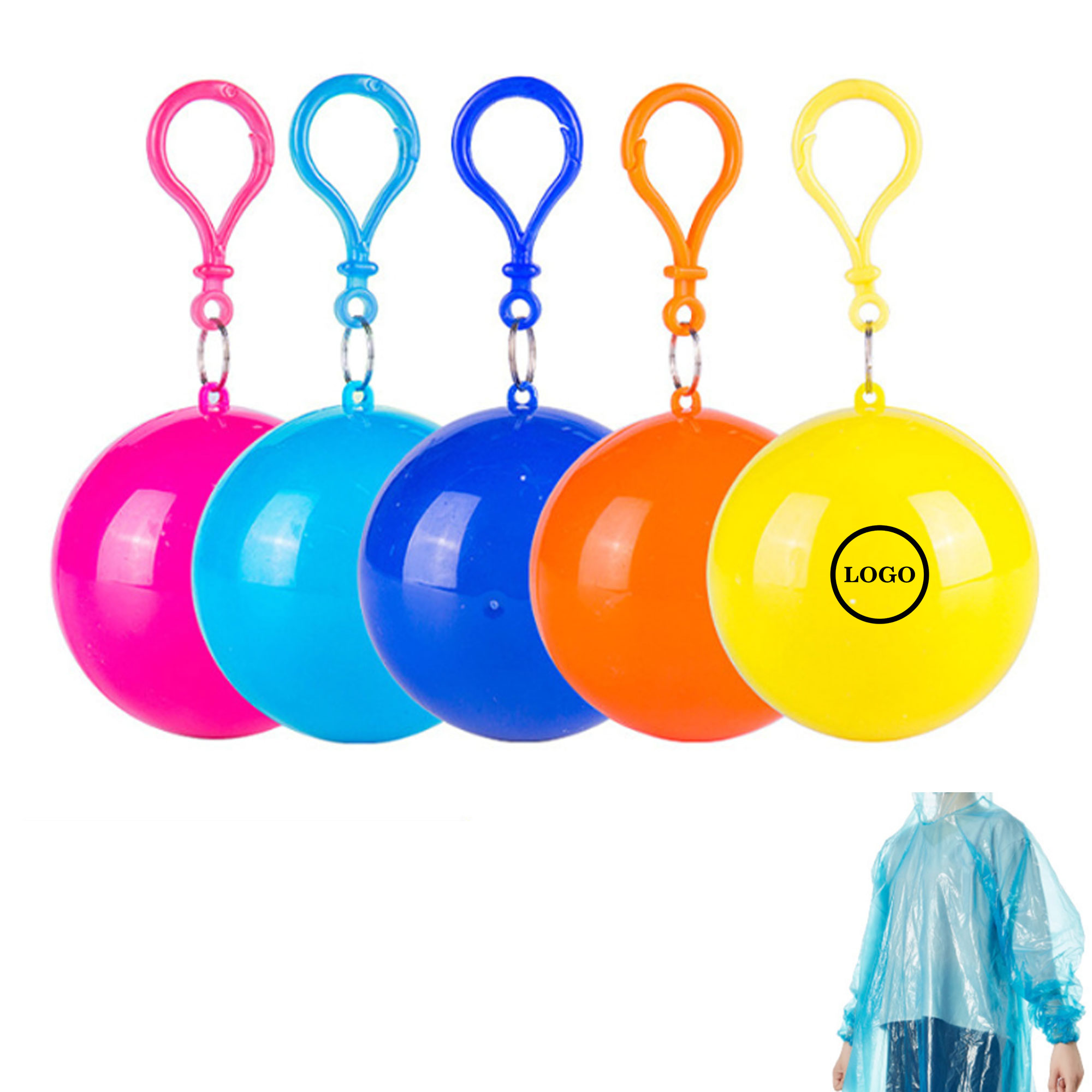 Emergency Rain Poncho with Keychain Ball 1
