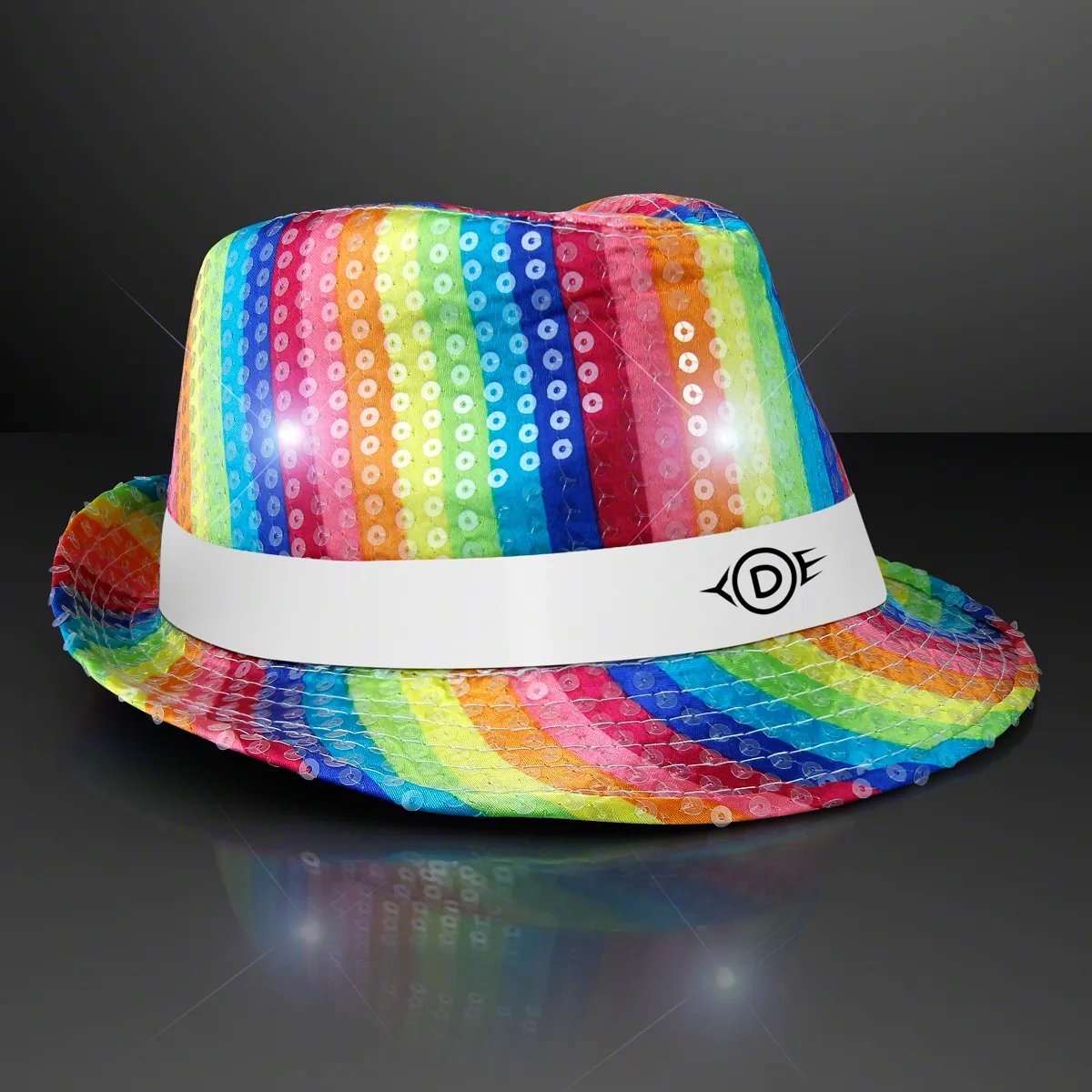 Shiny Single Colored Fedora Hats with Flashing Lights 8