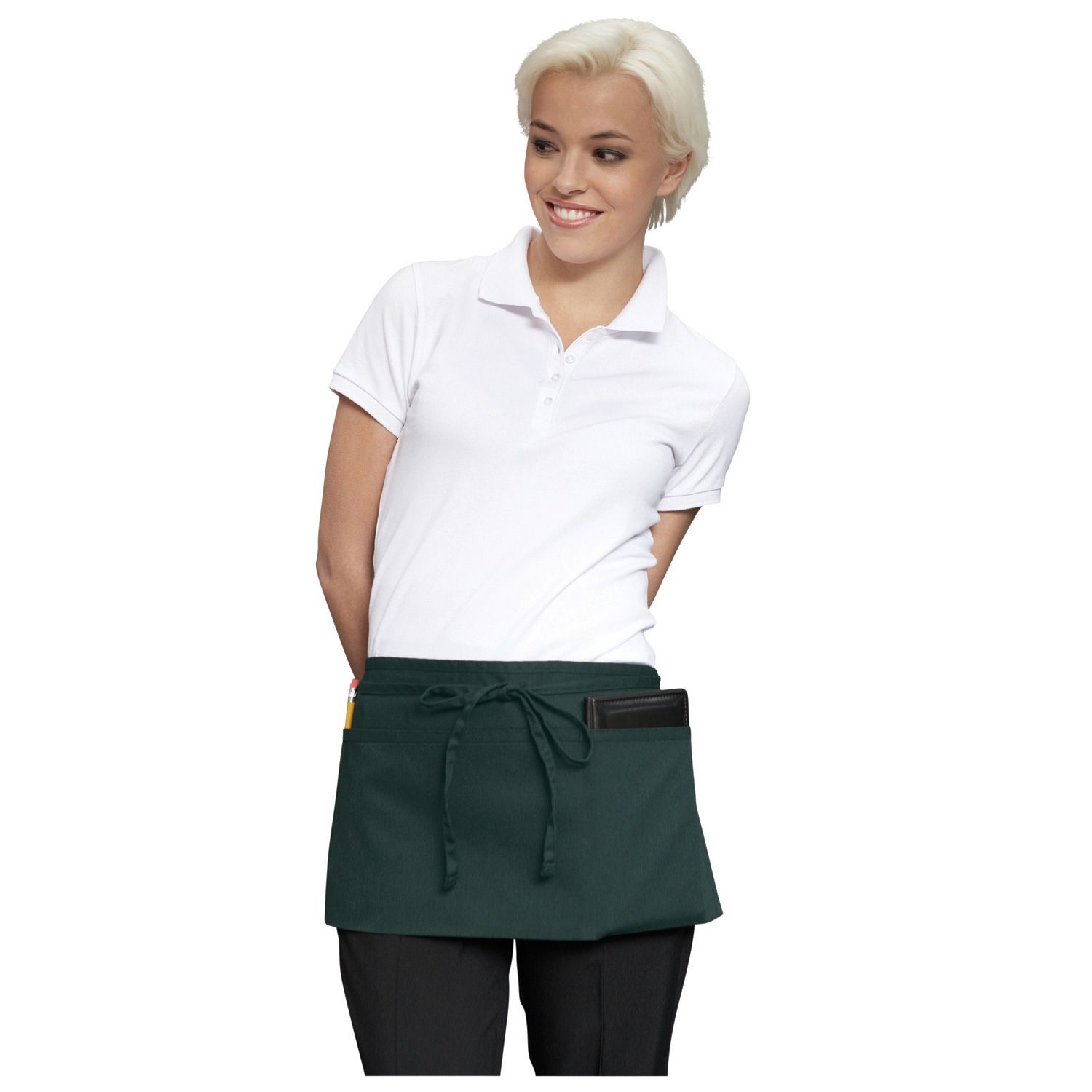 Hunter Green Three-Section Pocket Waist Apron 1