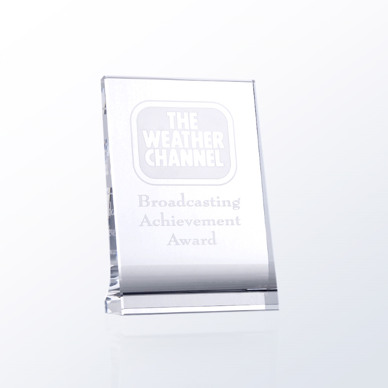 Vertical Plaque Optic Crystal Award - Medium