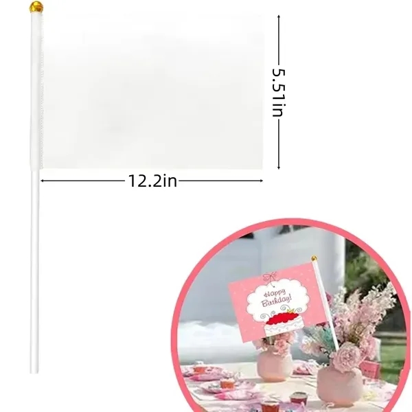 Mini White Flag on Stick with Small Plain 2