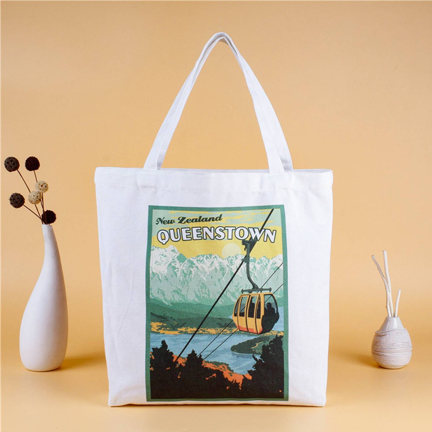 Customized portable canvas tote bag, custom tote bag with logo imprint 5