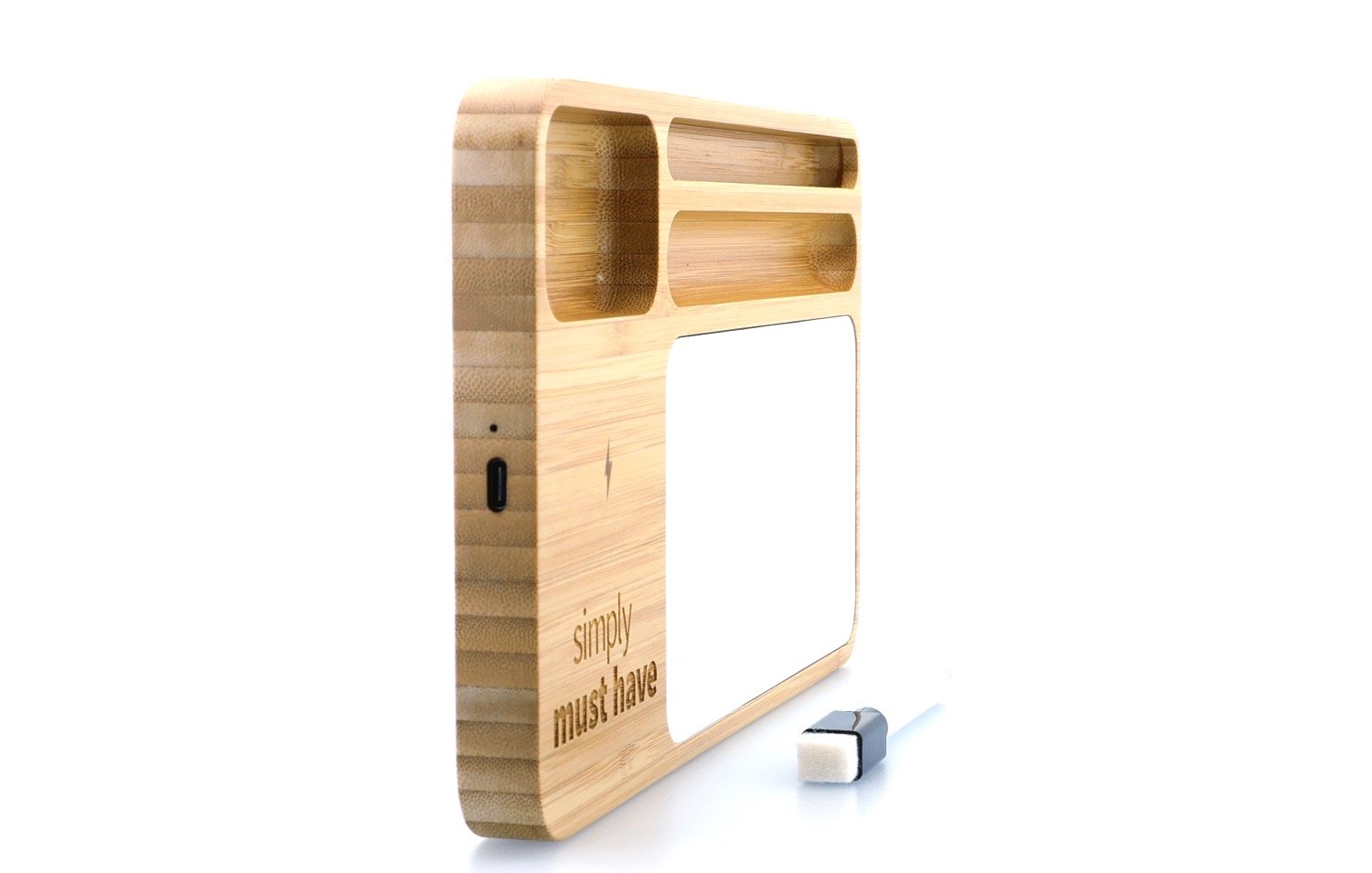 Bamboo 10W Wireless Charging Base with Dry Erase Board 35
