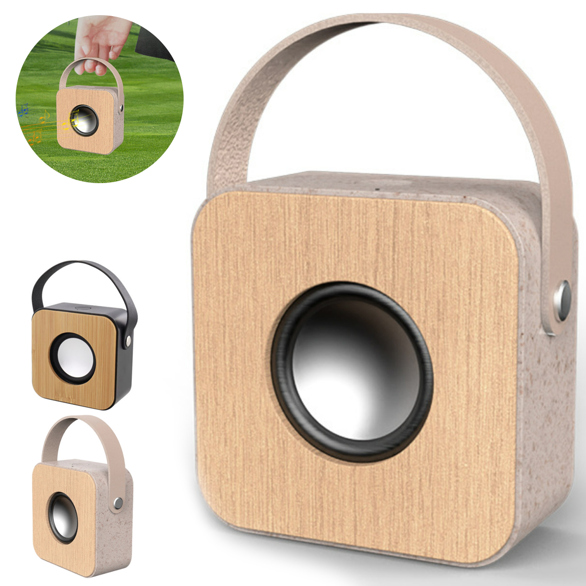 Portable Wooden Bluetooth Speaker with Carry Handle 2