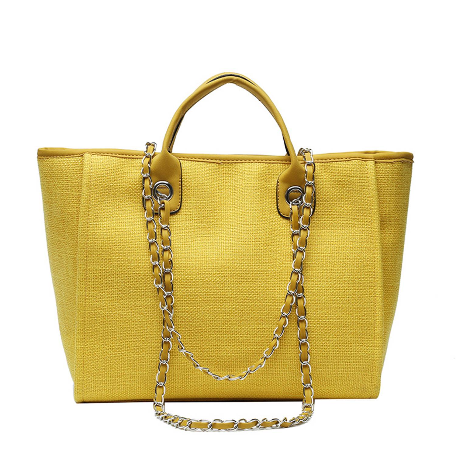Canvas Tote Bag Large Capacity Solid Color Chain, custom tote bag with logo imprint 4