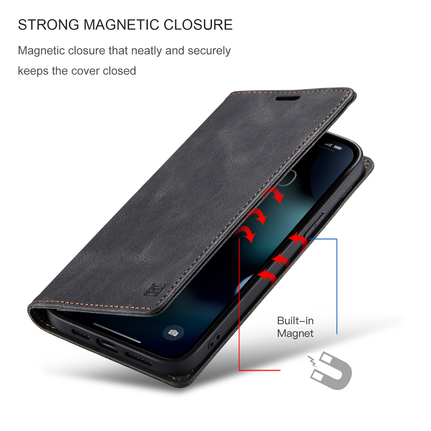 PU Leather Folio Magnetic Cover Phone Case Wallet 2