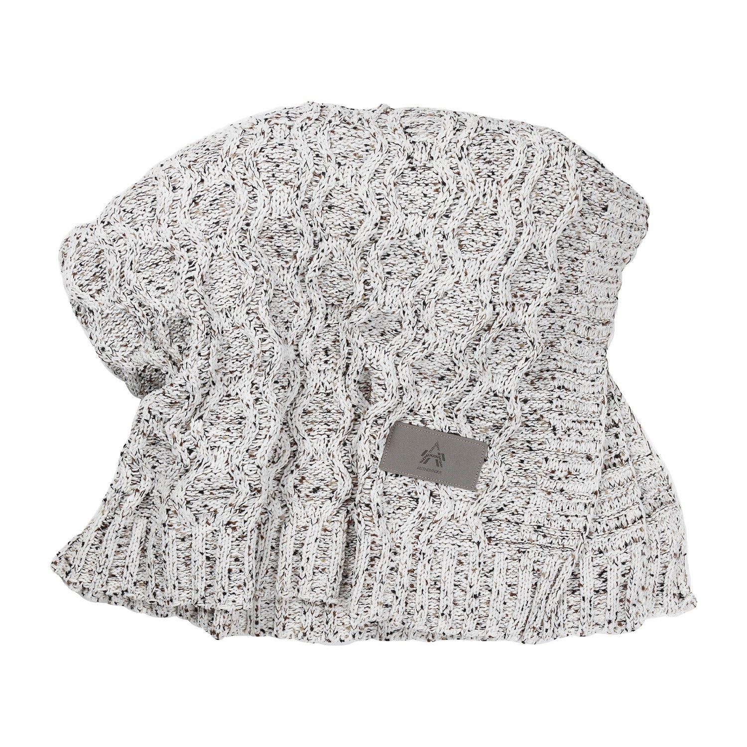 Vanilla Cookie Heather Cable Knit Chenille Blanket