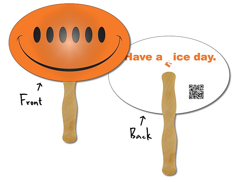 Hand Fan - Laminated 9.3125x6 Oval Shape - 14 pt. 2