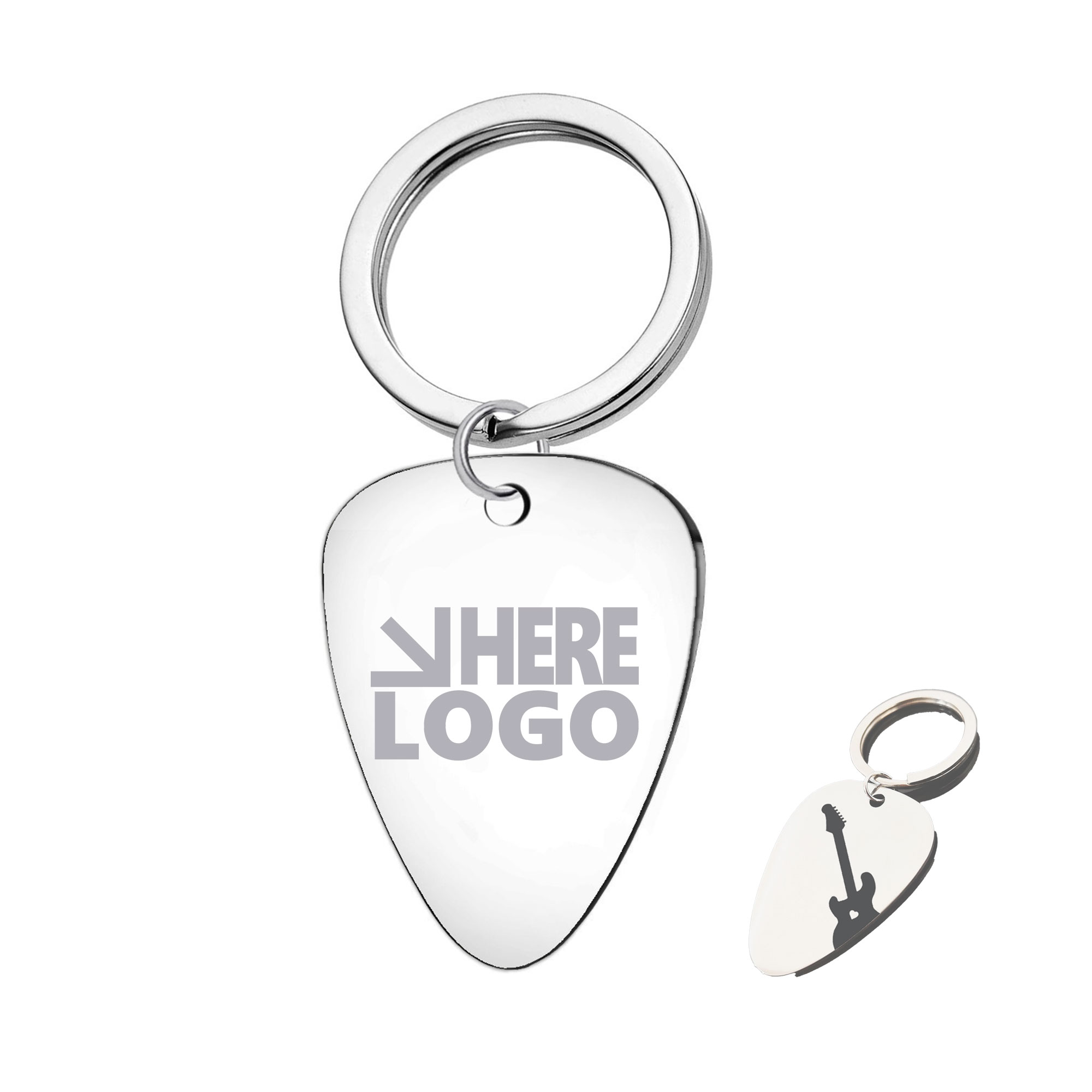 MOQ 20 Stainless Steel Guitar Pick Key Tag 2