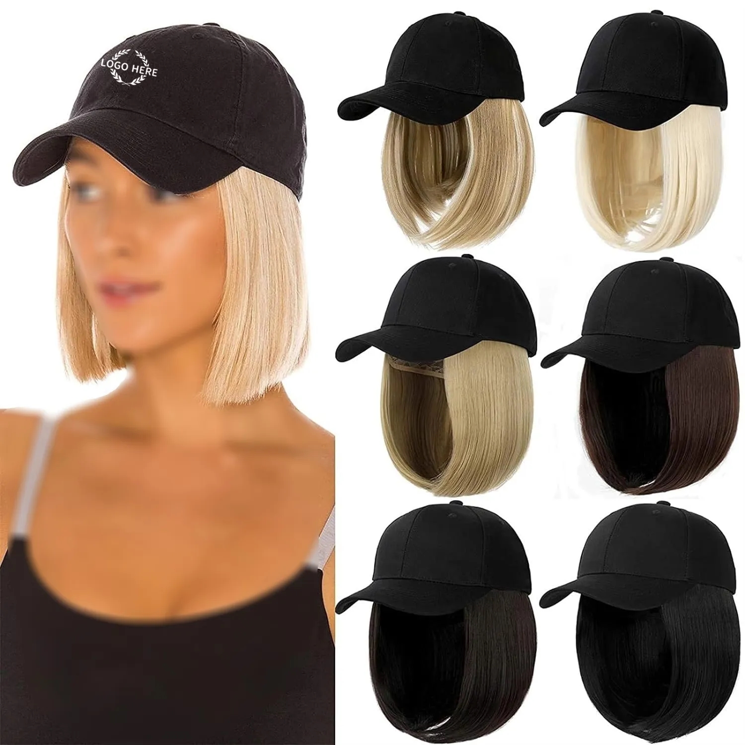 Synthetic Hat with Hair Wig 1