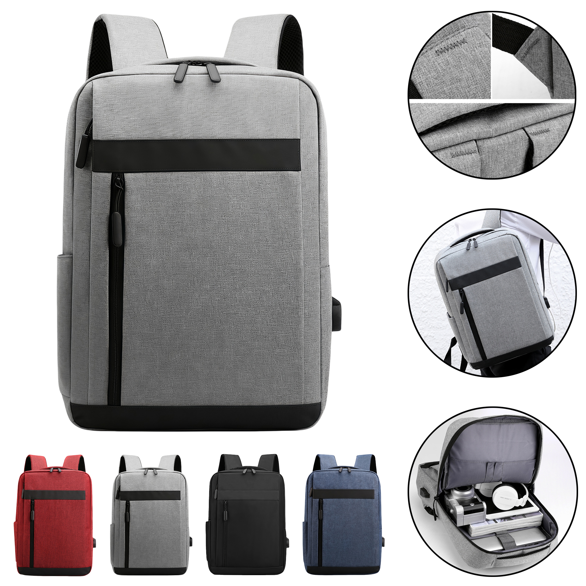 Classic Stylish Laptop Backpack for Business Travel Commute with USB Charging Port Large Capacity. 4