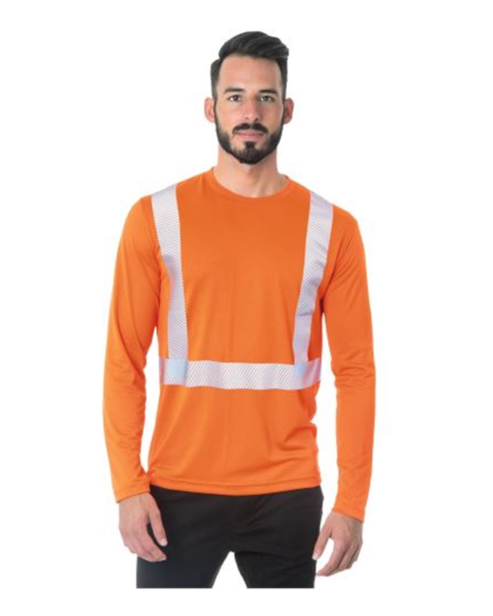 Unisex USA-Made Hi-Visibility Long Sleeve Performance T-Shirt - Segmented Tape - 3740 2