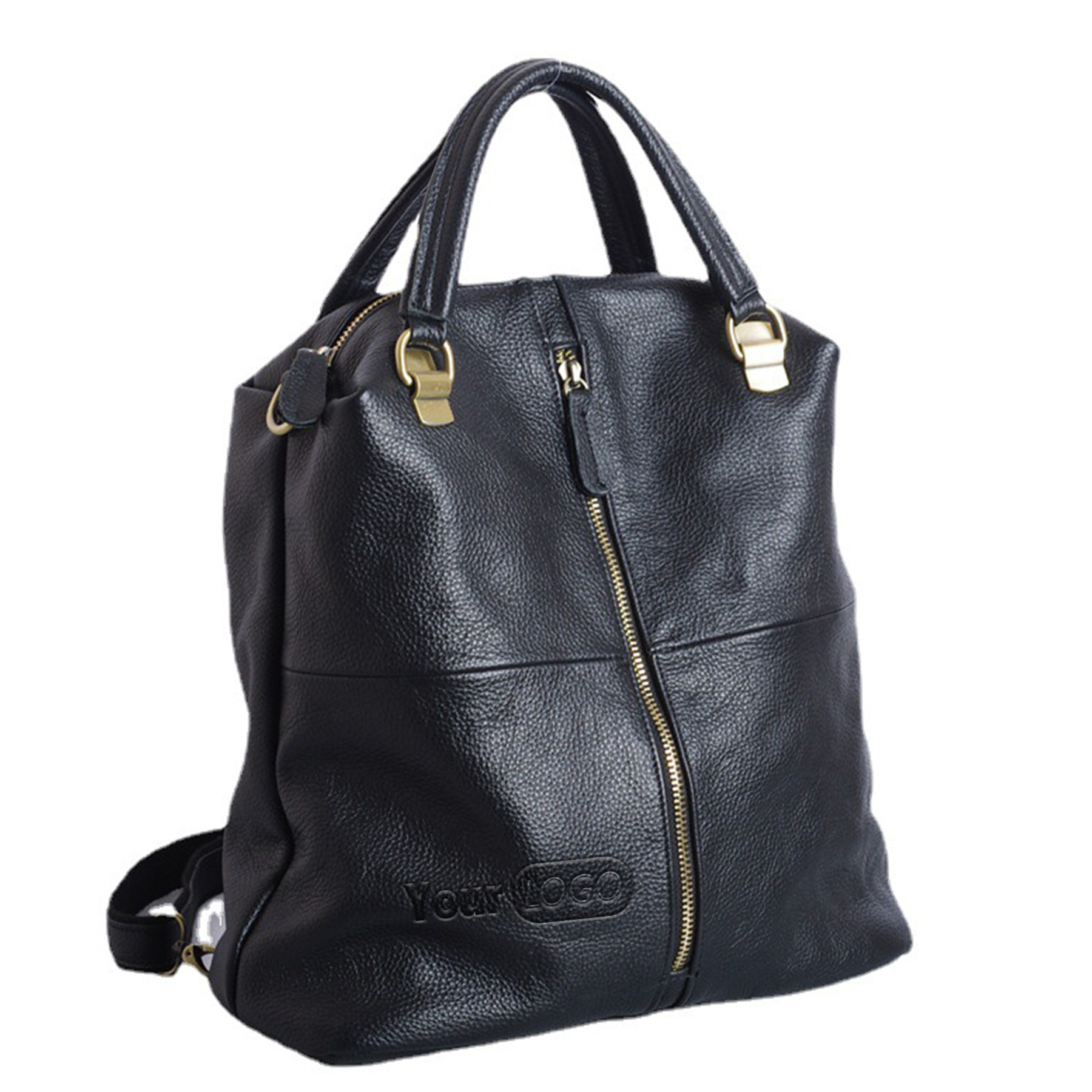 Genuine Leather Large capacity black backpack 4