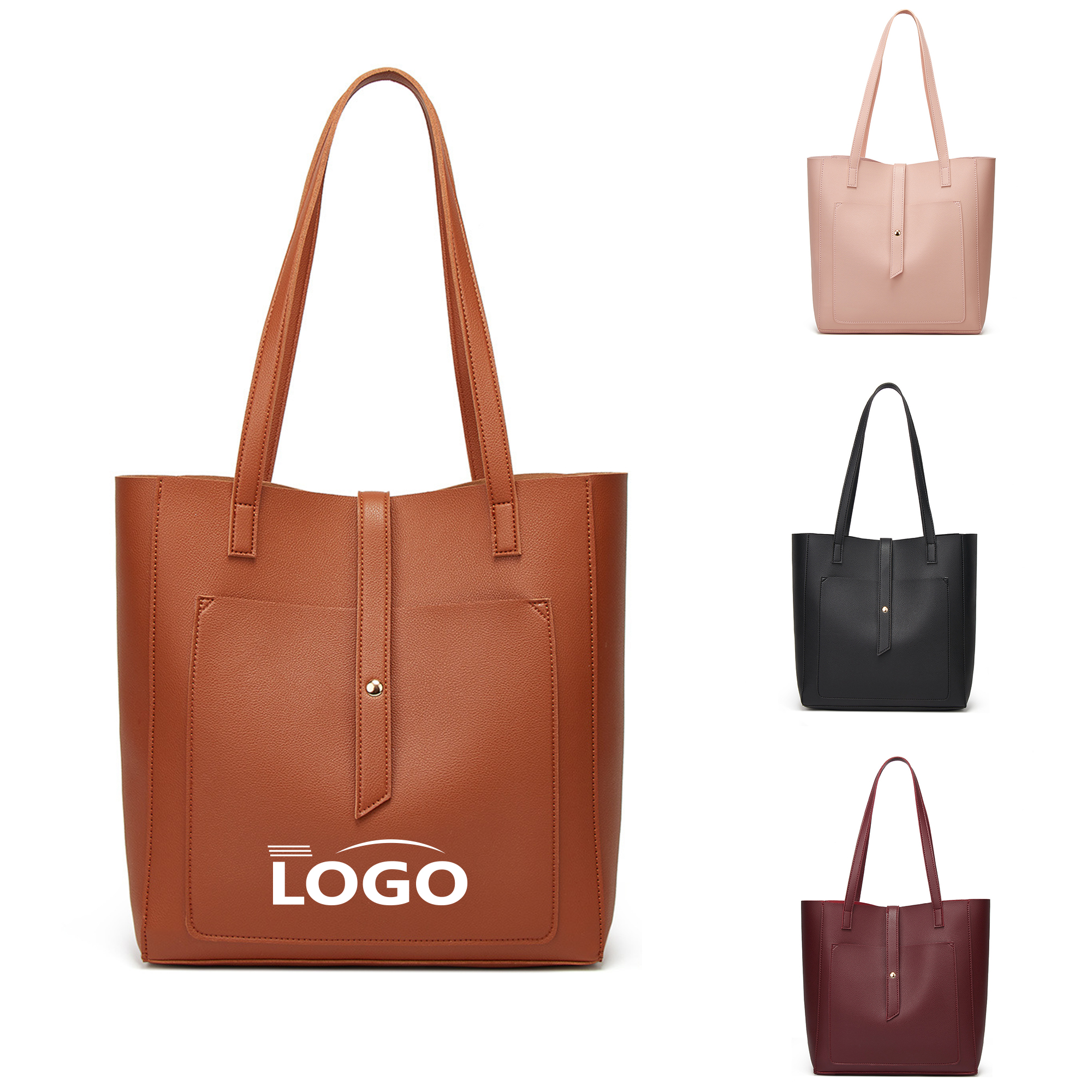 Large-Capacity PU Tote Bag with Stylish Design, custom tote bag with logo imprint 2