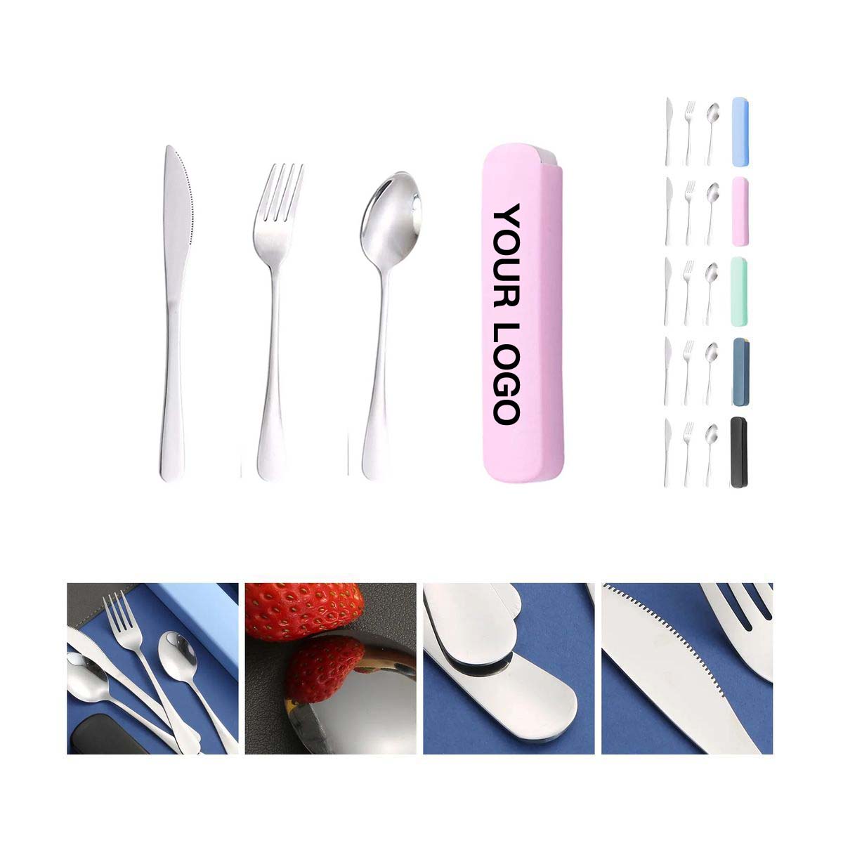 Compact Travel Utensil Set Fork Spoon Knife 4