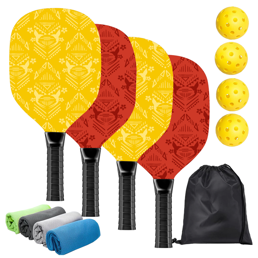 Wooden Pickleball Set w/ Drawstring Bag & Coolmax Towel 2