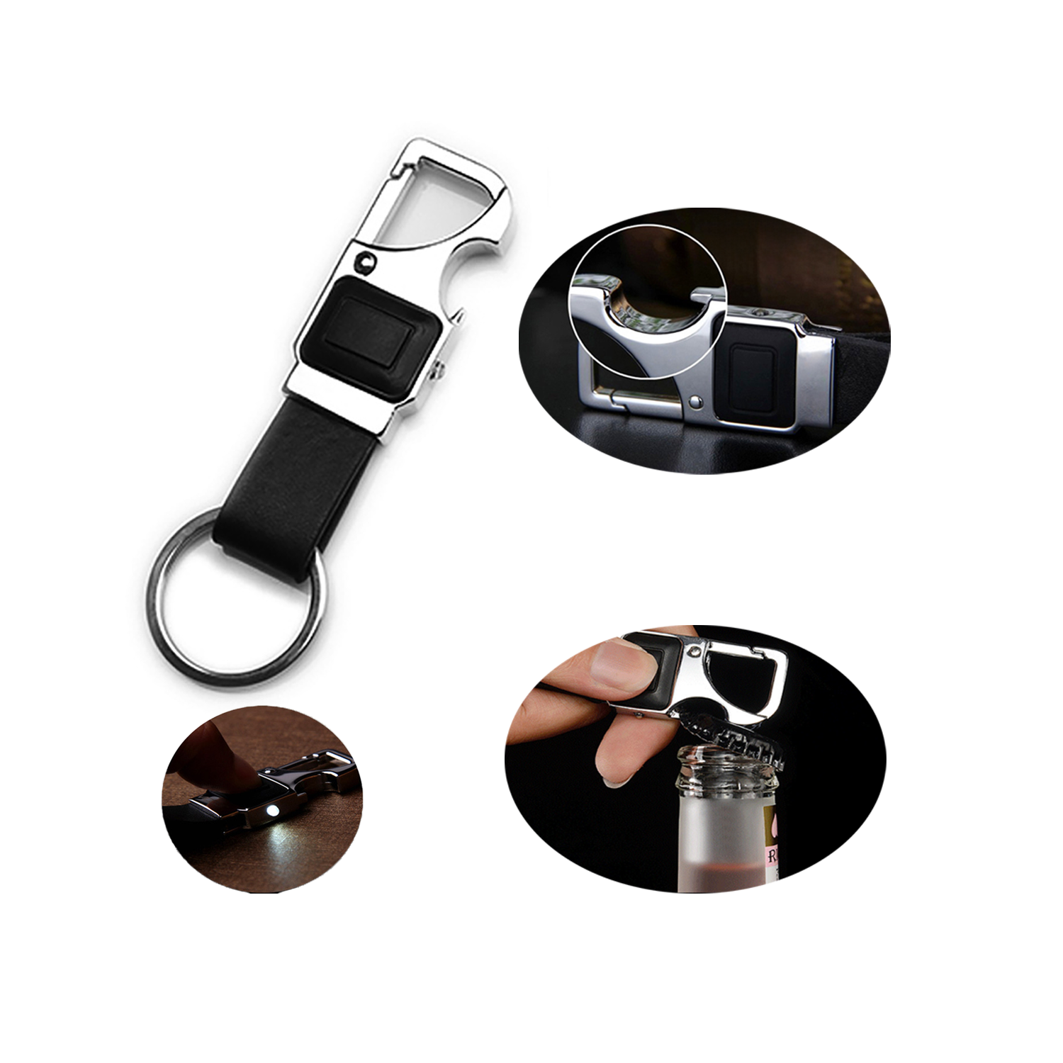 LED PU Leather Keychain Bottle Opener 5