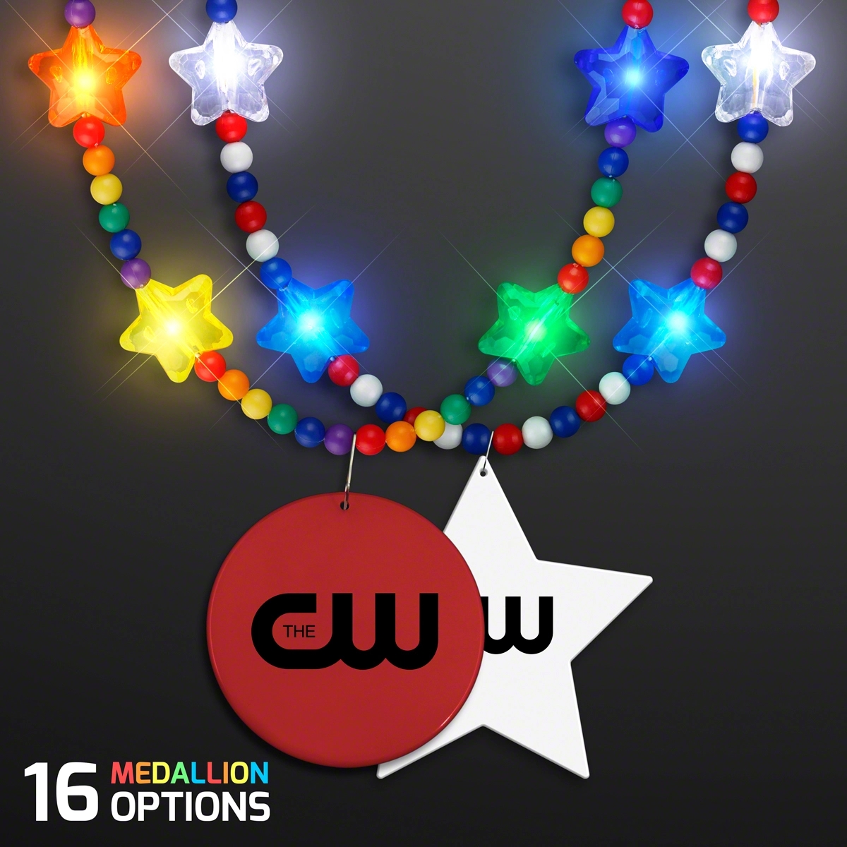 Rainbow Light Up Star Beads with Medallions 1