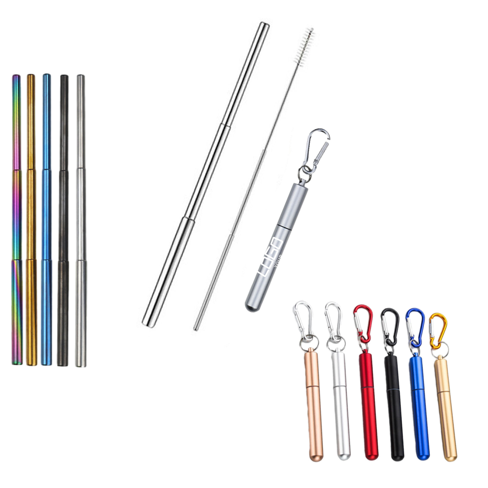 MOQ50 304 Telescopic Travel Straw Collapsible /W Keychain 1