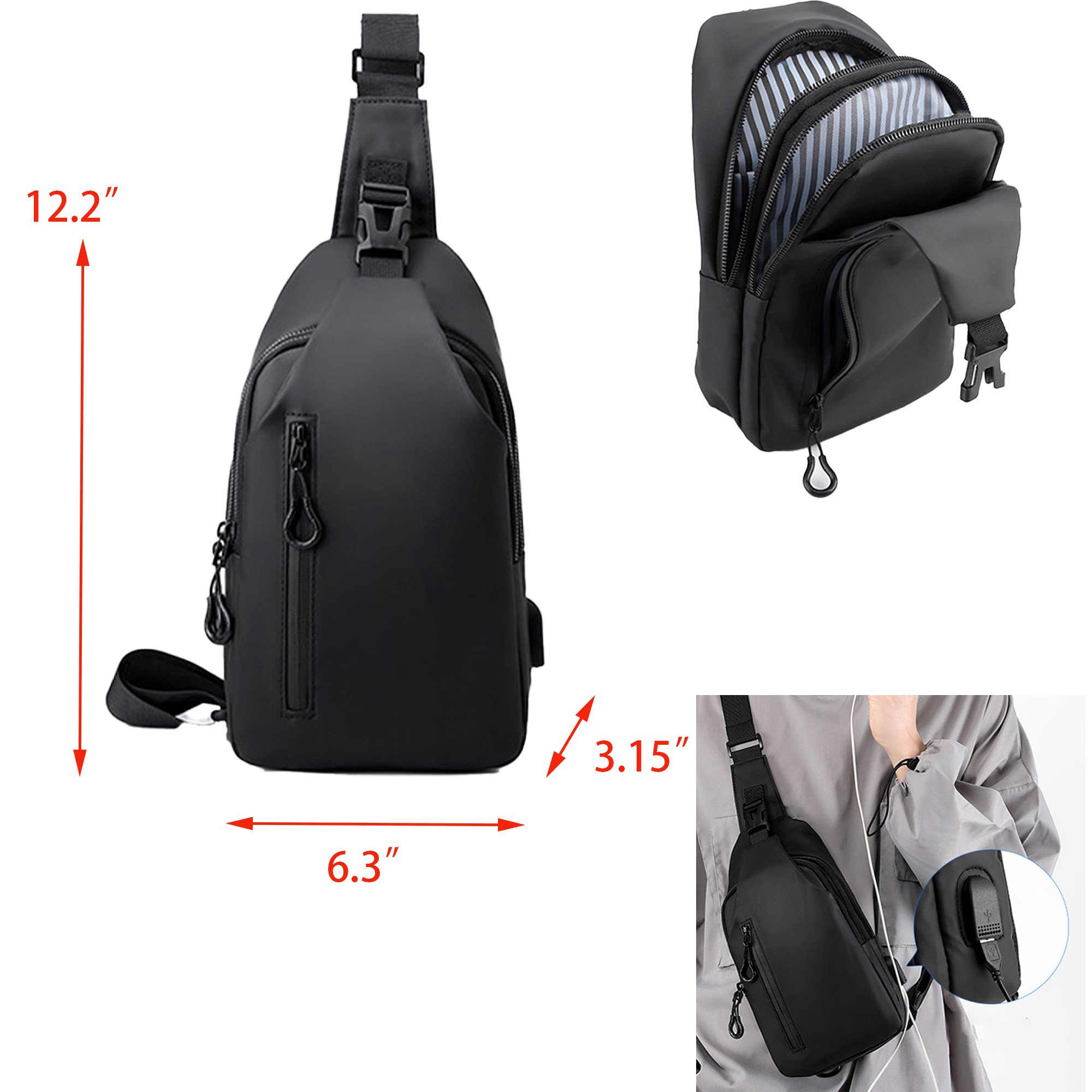 Waterproof Crossbody Hiking Bag with Leather Cover 3