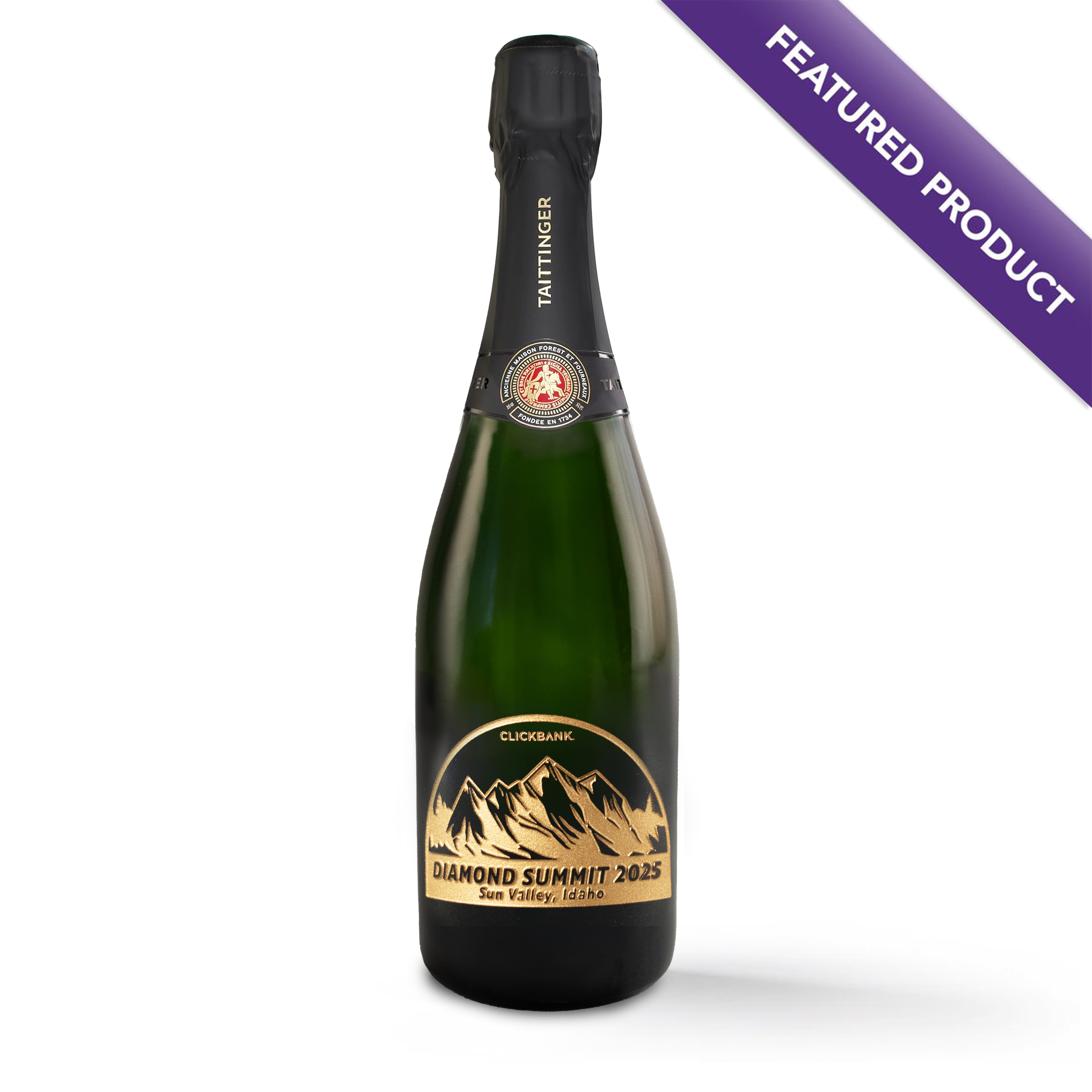 Etched Taittinger Brut La Française Champagne Bottle 1