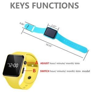 Sports Watch With Red Digital Square Dial Adjustable Band Detachable Design 36