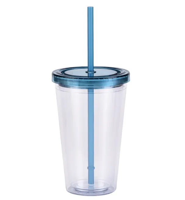 Single Wall Plastic Cup with Lid And Straw 3