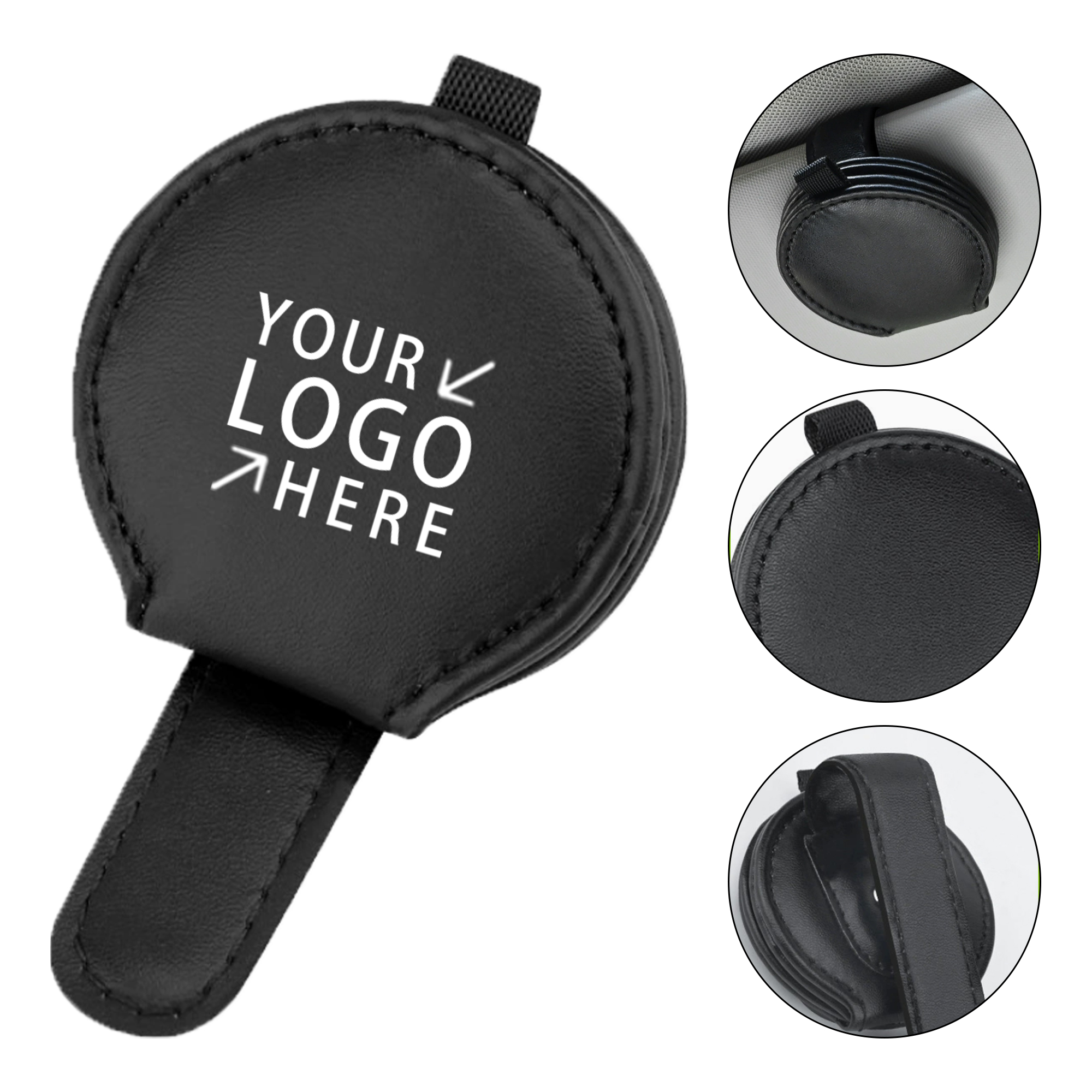Leather Car Eyeglasses Clip 2
