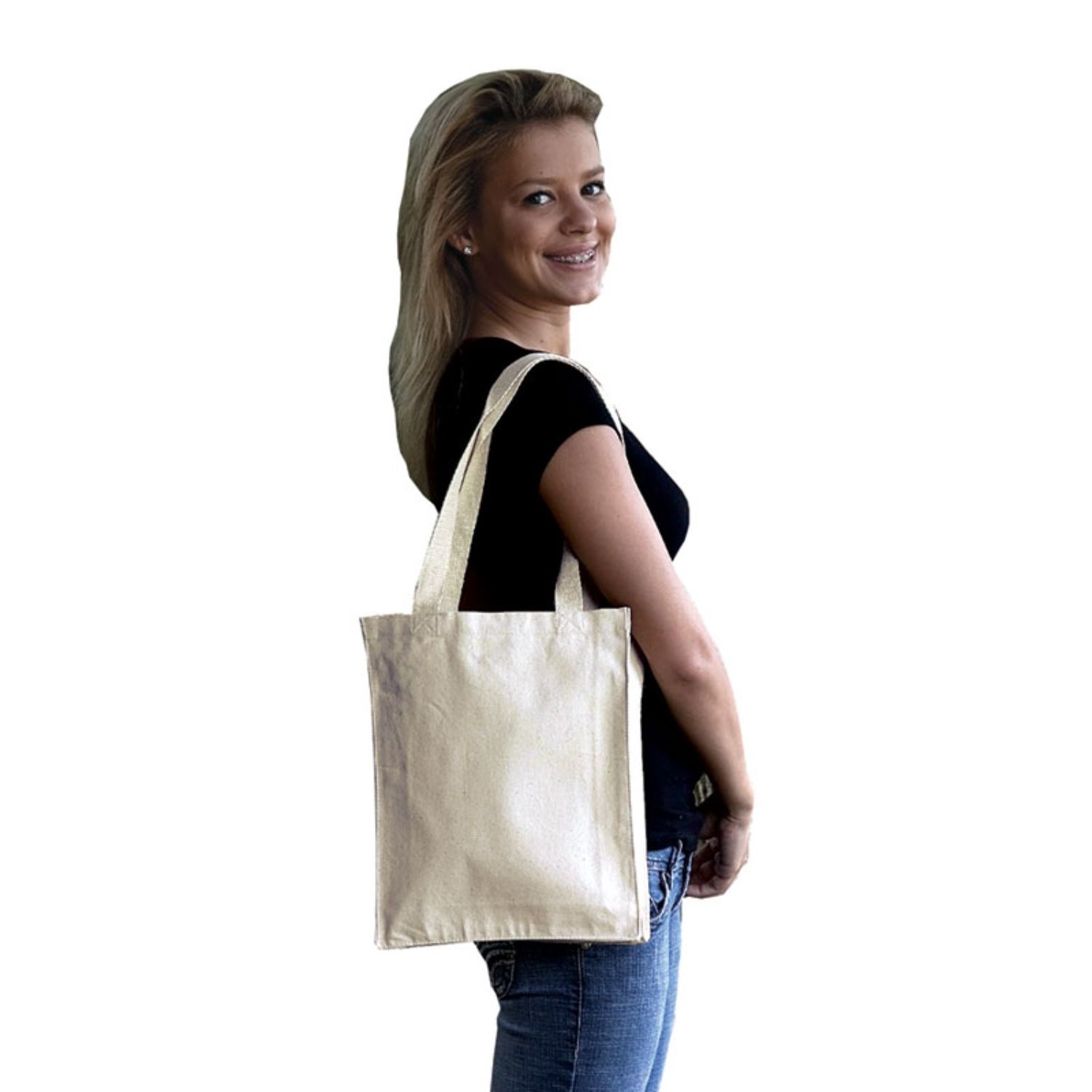 12 oz. Cotton Canvas Book Tote Bag with Gusset USA Decorated (10" x 12") 3