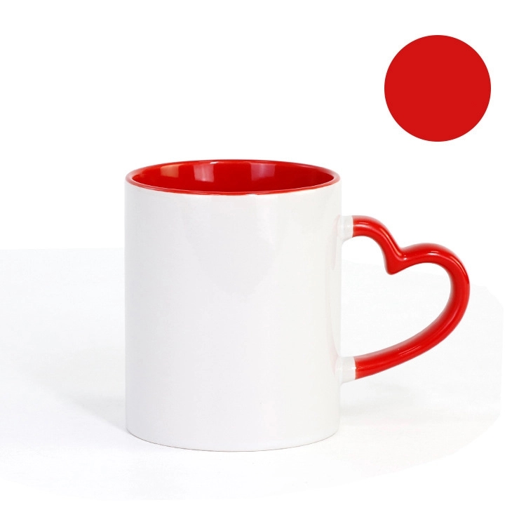 Full Color Heart-shaped Handle 11 oz Ceramic Sublimated Cups 8