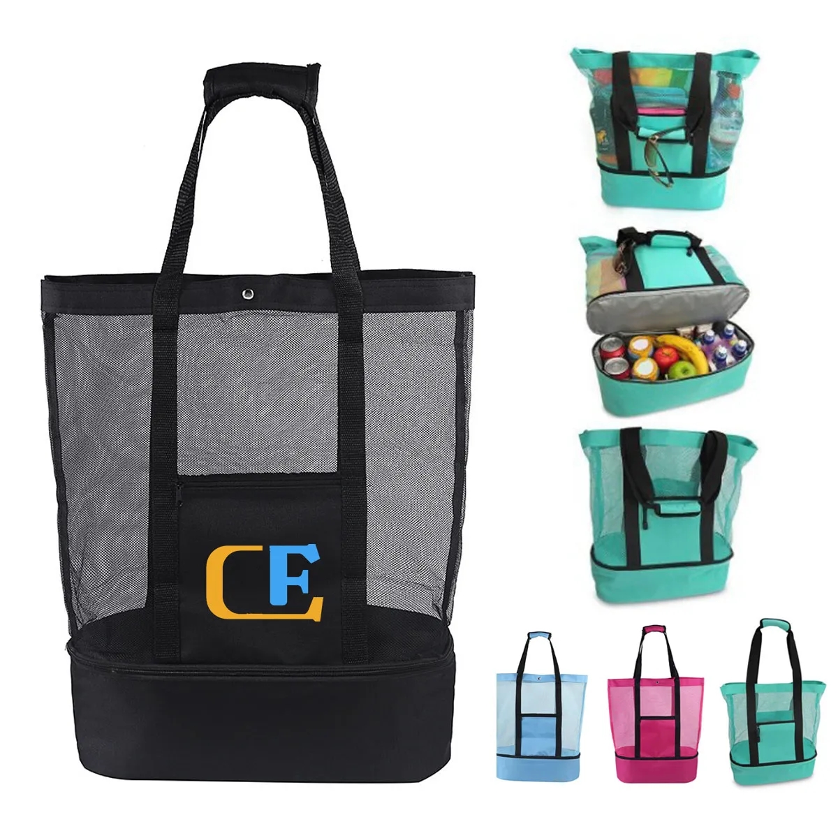 Detachable Mesh Beach Tote Bags with Cooler Compartment 3